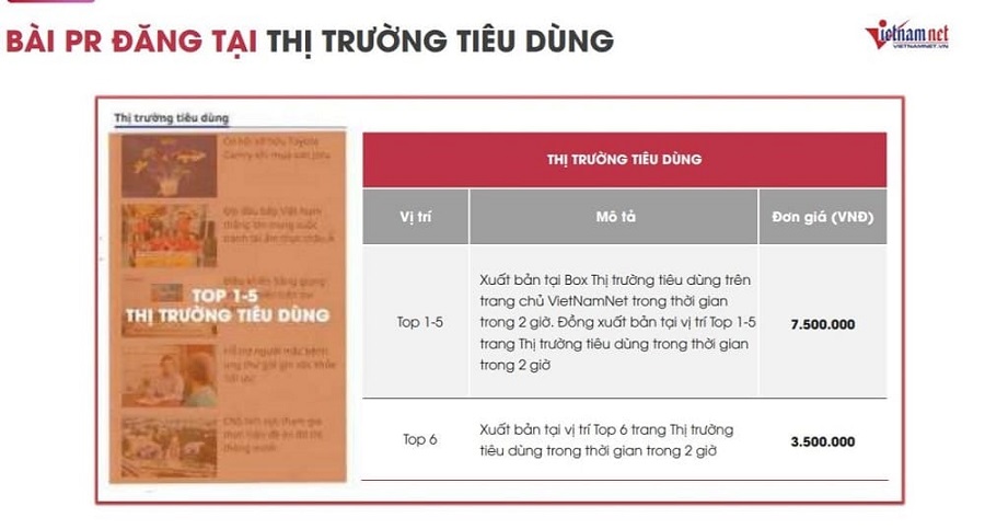 Bảng báo giá Book bài PR trên Vietnamnet.vn hấp dẫn nhất 2021