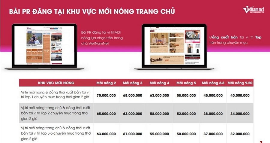 Bảng báo giá Book bài PR trên Vietnamnet.vn hấp dẫn nhất 2021
